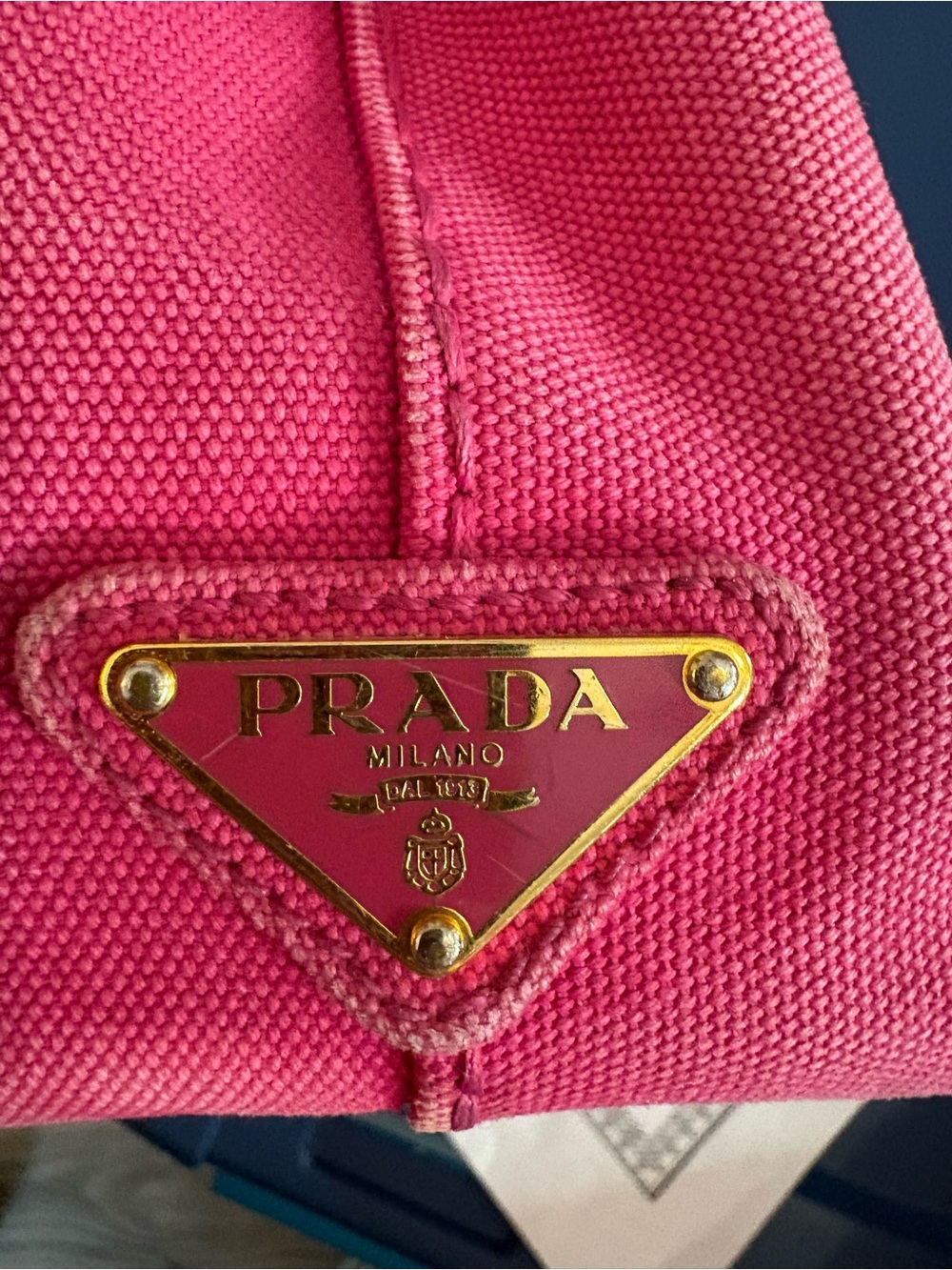 Prada Pink Mini Canapa Canvas Tote Bag AUTHENTICATED - Picture 7 of 17